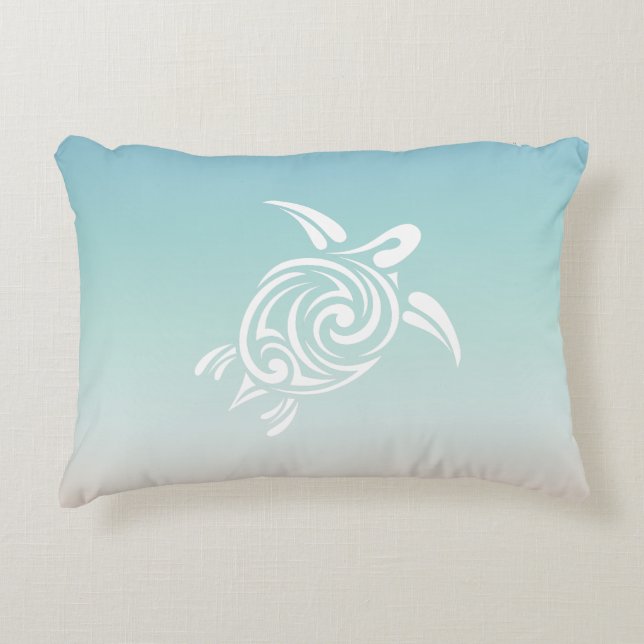 White Turtles Beach Themed Decorative Cushion (Front)