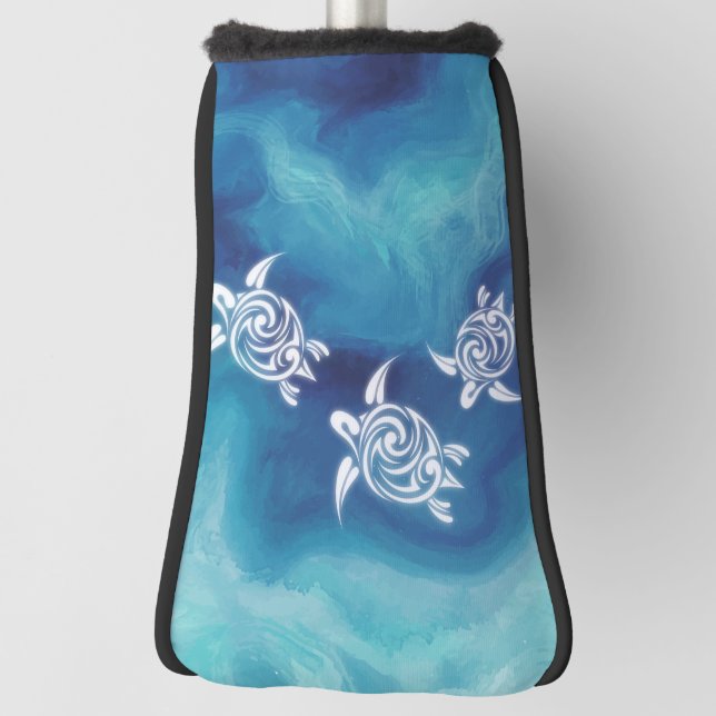 White Turtles in Blue Ocean Golf Head Cover (Rotate 90)