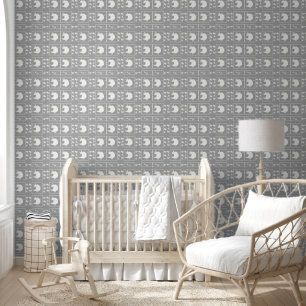White Tweety Bird On Grey Baby Nursery Kids Wallpaper