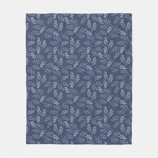 White twigs on blue. fleece blanket (Front)