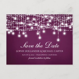 White Twinkle String Lights on Merlot Postcard