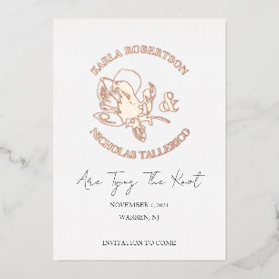 White Tying The Knot Save The Date Foil Card
