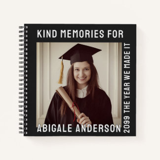 White Typography and Photo Gratuation Notebook