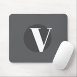 White typography custom initial grey mouse pad<br><div class="desc">White typography custom initial on grey background text design.</div>