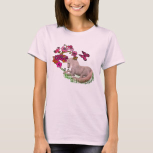 White Unicorn And Flowers  T-Shirt