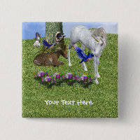 White Unicorn And Forest Friends Fantasy Button