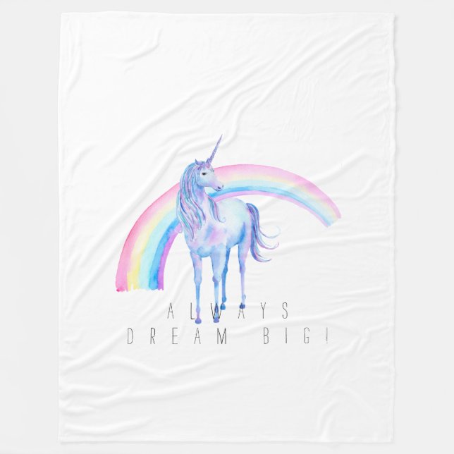 White Unicorn Fleece Blanket (Front)