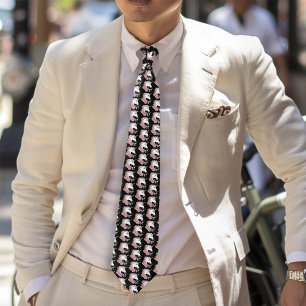 White Unicorn Flowers Pink black Tie