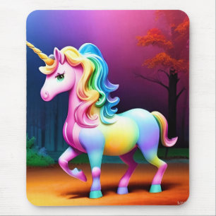 White Unicorn Horse-37474 Mouse Pad