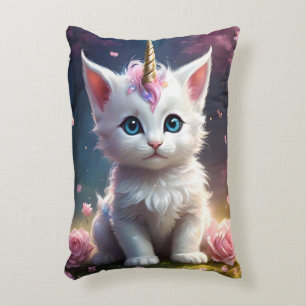 White Unicorn Kitten Acrylic Art, Decorative Cushion