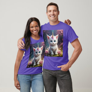 White Unicorn Kitten Acrylic Art, T-Shirt