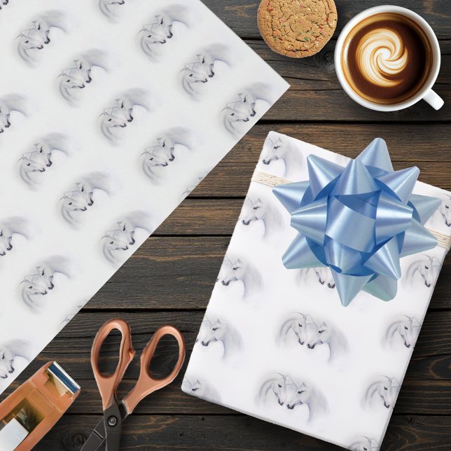 White Unicorn Love Couple Wrapping Paper (Creator Uploaded)