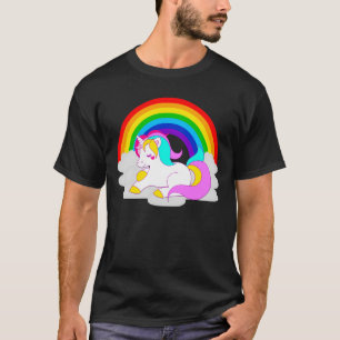 White Unicorn on Cloud with Rainbow Men's T-Shirt