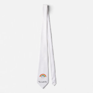White unicorn on rainbow and clouds tie