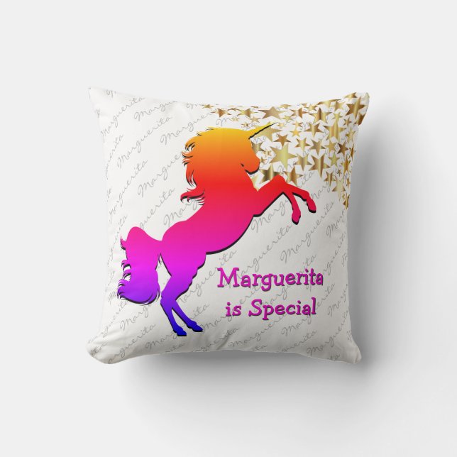White UNICORN Personalised Keepsake Cushion (Front)