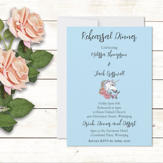 White Unicorn Pink Flowers Wedding Invitation (Creator Uploaded)