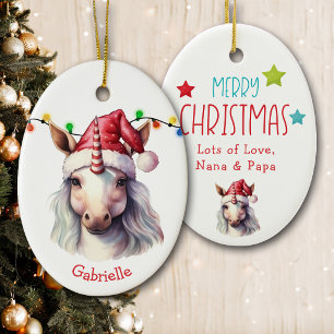 White Unicorn Pony Kids Christmas Ceramic Tree Decoration