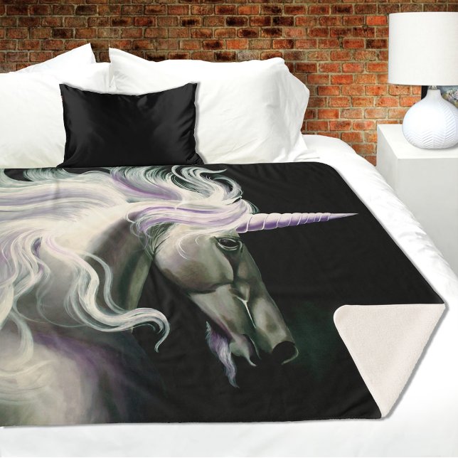 White Unicorn Purple Sherpa Blanket (Creator Uploaded)
