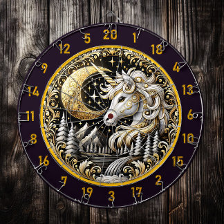 White Unicorn Radiates Strength and Beauty Dartboard