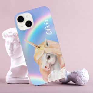 White Unicorn Rainbow Sky iPhone 14 Case