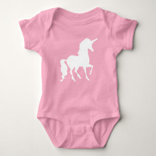White Unicorn Silhouette Beautiful Whimsical Baby Bodysuit