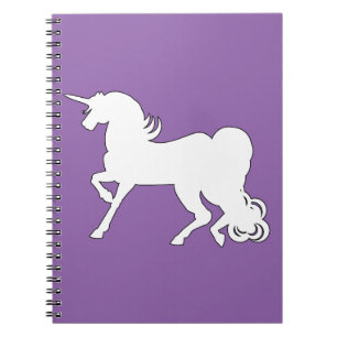 White Unicorn Silhouette Spiral Notebook