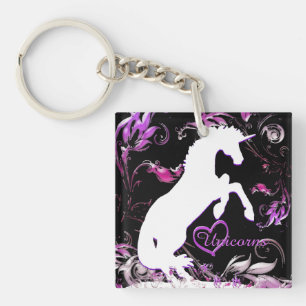 White Unicorn V (Colourful Splash) Key Ring