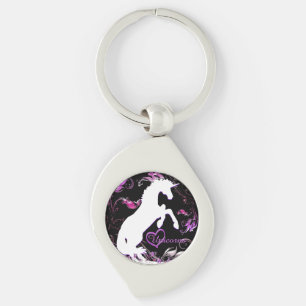 White Unicorn V (Colourful Splash) Key Ring