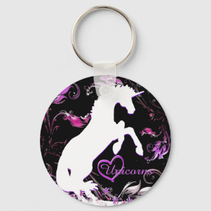 White Unicorn V (Colourful Splash) Key Ring