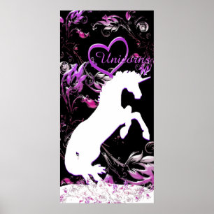 White Unicorn V (Colourful Splash) Poster