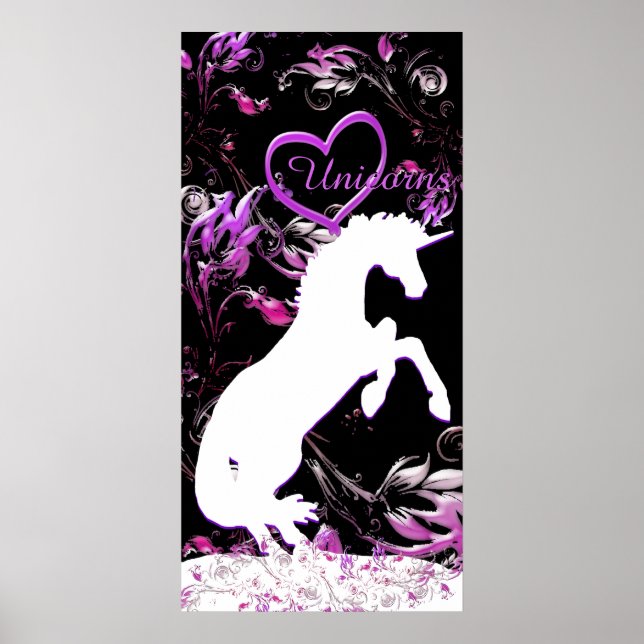 White Unicorn V (Colourful Splash) Poster (Front)