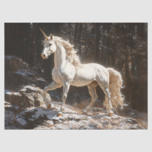 White Unicorn Vintage Style Painting Tissue Paper