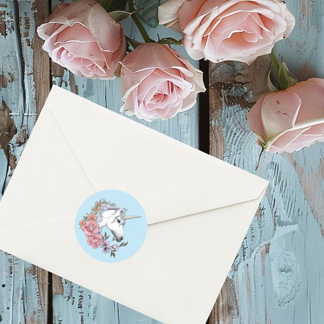 White Unicorn Wedding Classic Round Sticker (Creator Uploaded)