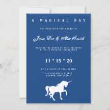 White Unicorn Wedding Invitation
