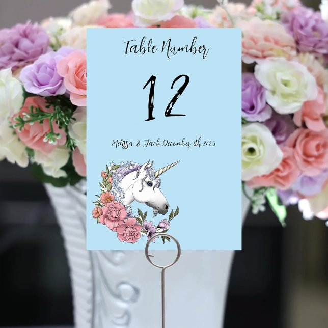 White Unicorn Wedding Table Number (Creator Uploaded)