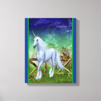White Unicorn Woodland Gate Fantasy Horse Art