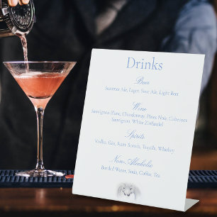 White Unicorns Love Couple Drinks Menu Pedestal Sign