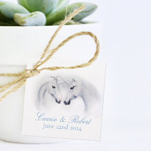 White Unicorns Love Couple Favour Tags