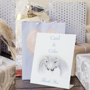 White Unicorns Love Couple Pedestal Sign