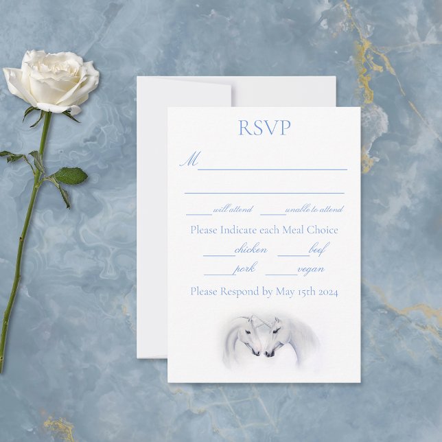 White Unicorns Love Couple  RSVP Card (Creator Uploaded)