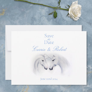 White Unicorns Love Couple Save The Date