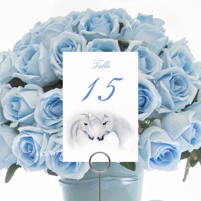 White Unicorns Love Couple Table Number (Creator Uploaded)