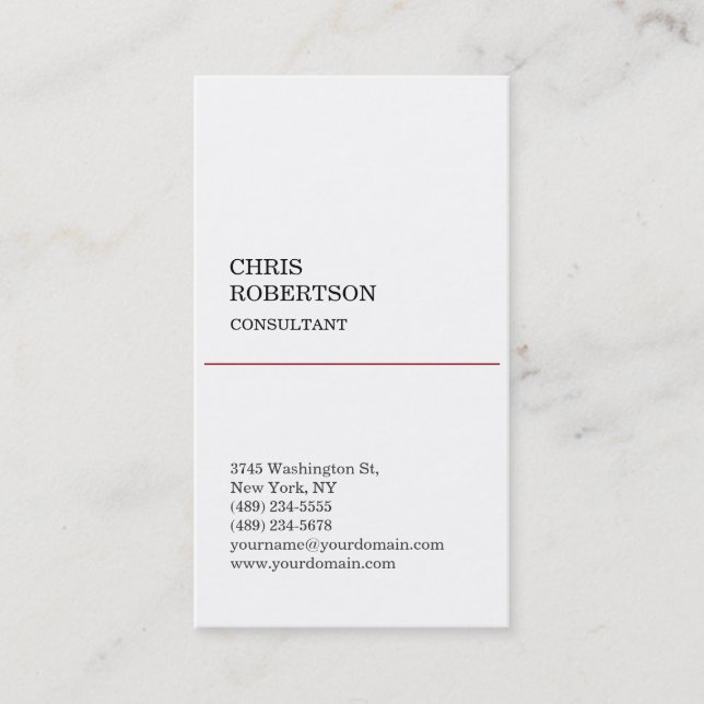 White Unique Classical Standard Business Card (Front)
