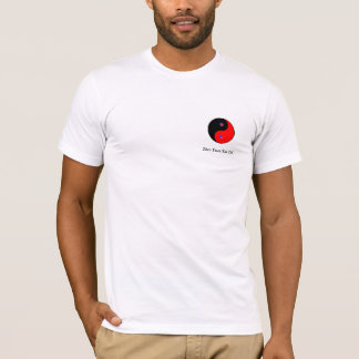 white unisex t-shirt with tai chi symbol