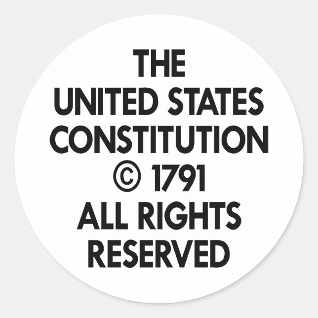 White Us Constitution Reserved Classic Round Sticker (Front)
