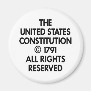 White Us Constitution Reserved Magnet
