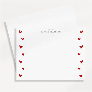 White Valentine Heart Border Note Card