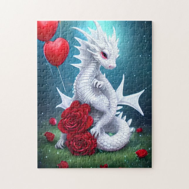 White Valentine Love Dragon Jigsaw Puzzle (Vertical)