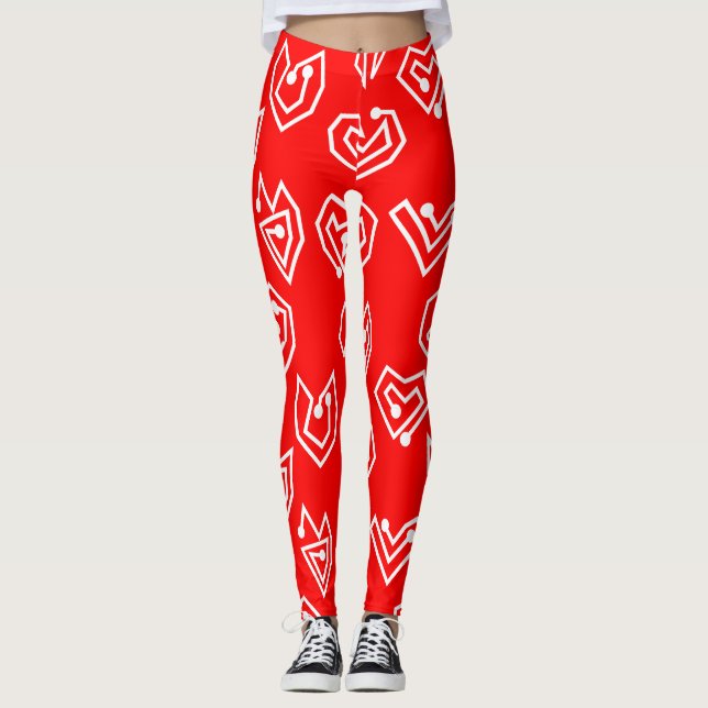 White Valentine's Mazes  Leggings (Front)