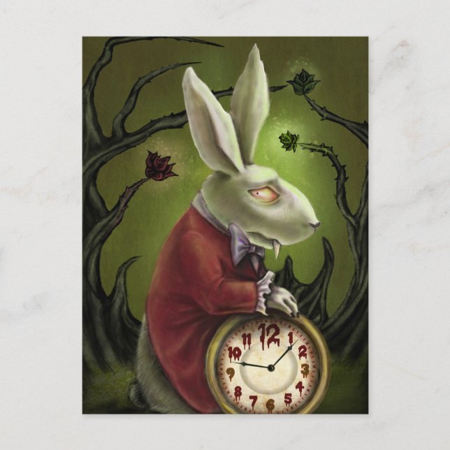 White Vampire Rabbit Postcard (Front)